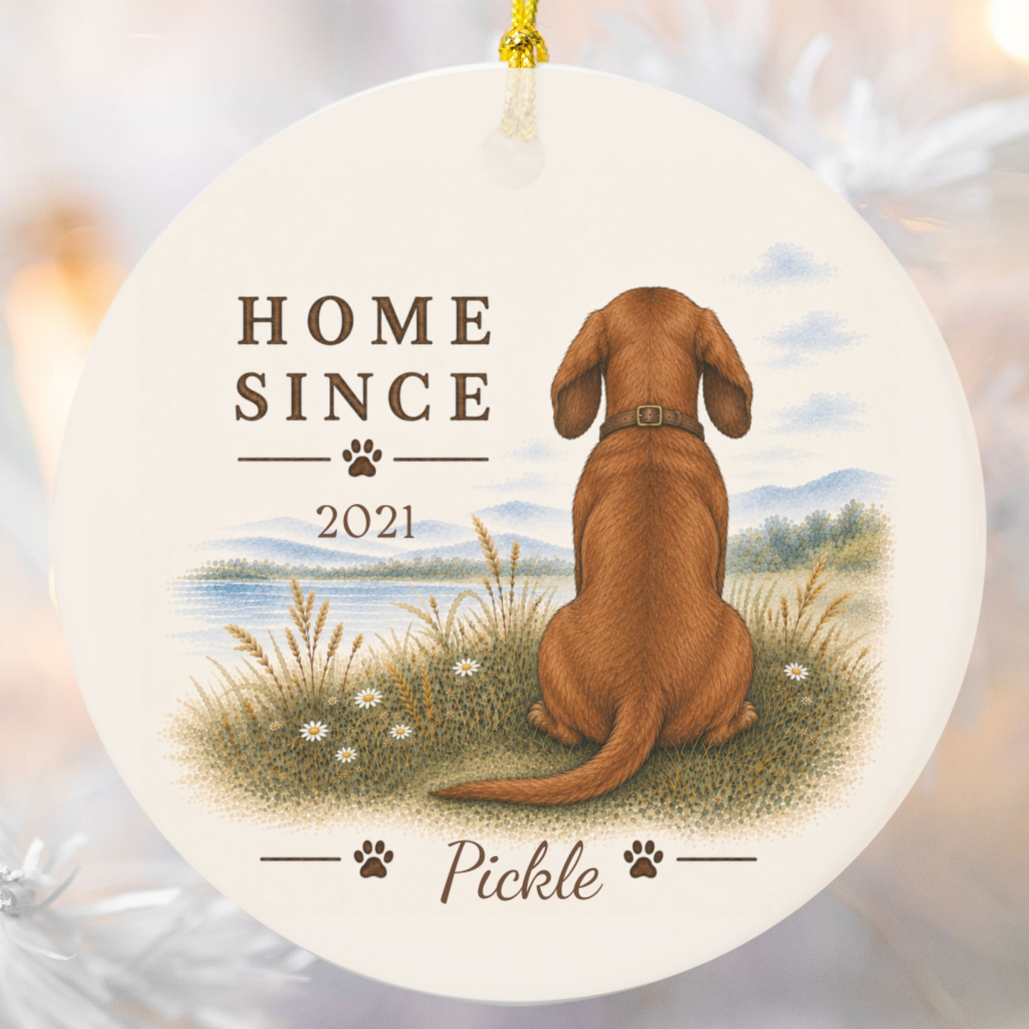 Personalized Red Dachshund Ornament, Double Sided Gotcha Day Gift, Custom Dog Keepsake