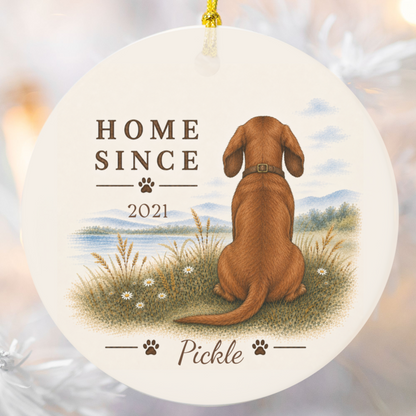 Personalized Red Dachshund Ornament, Double Sided Gotcha Day Gift, Custom Dog Keepsake