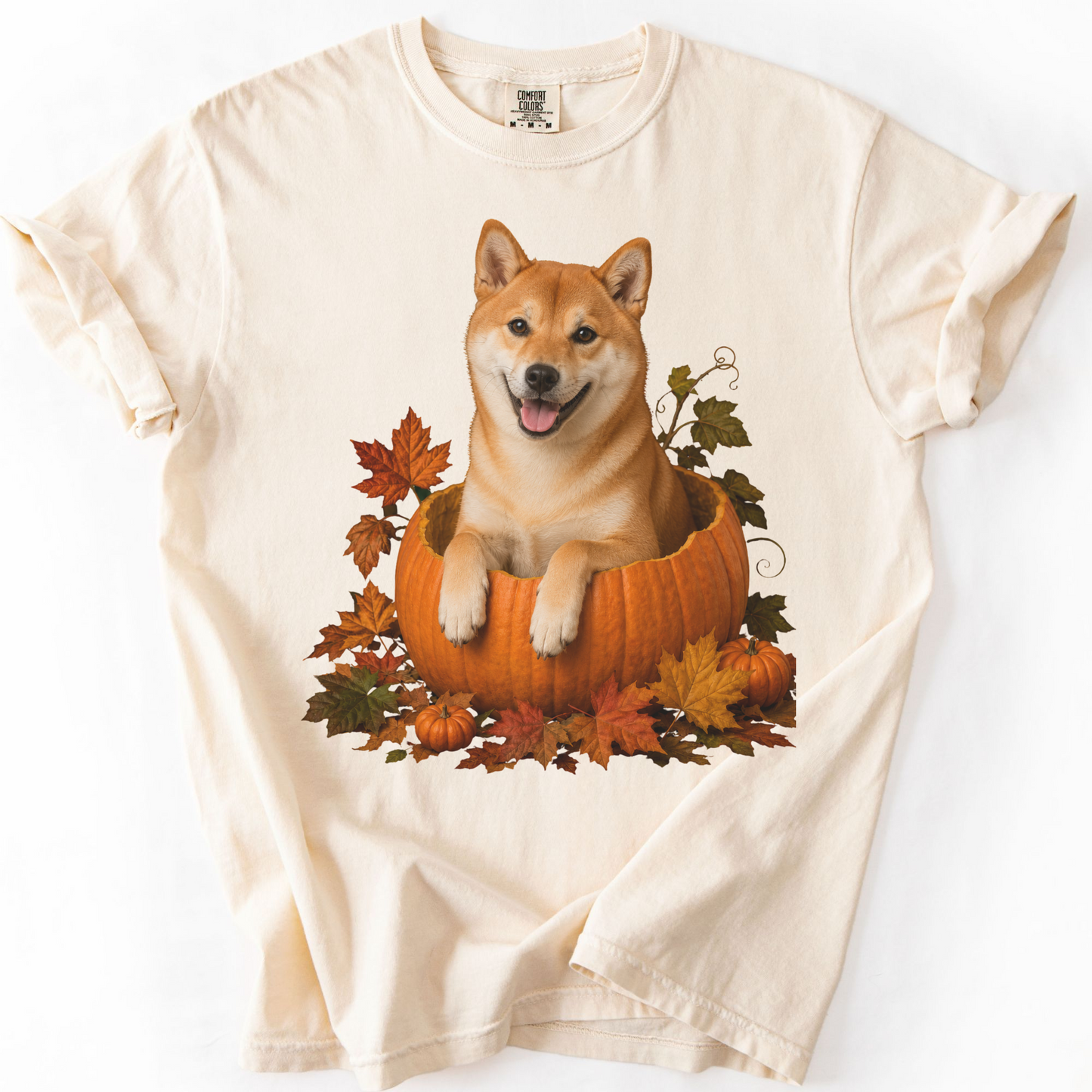 Red Shiba Inu Pumpkin Shirt, Cute Fall Dog Lover T-Shirt for Autumn Vibes