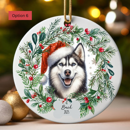 Personalized Siberian Husky Christmas Ornament