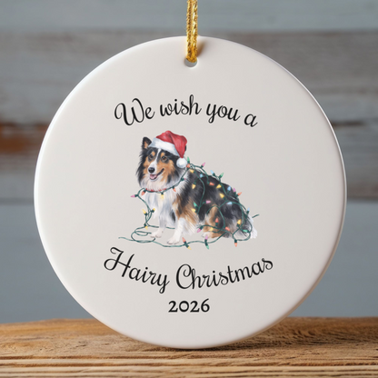 Christmas Sheltie Ornament, Christmas Lights Dog Keepsake