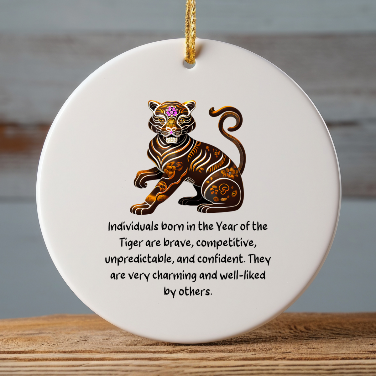 Chinese Zodiac Tiger Ornament, Year of the Tiger Horoscope Gift for Lunar New Year
