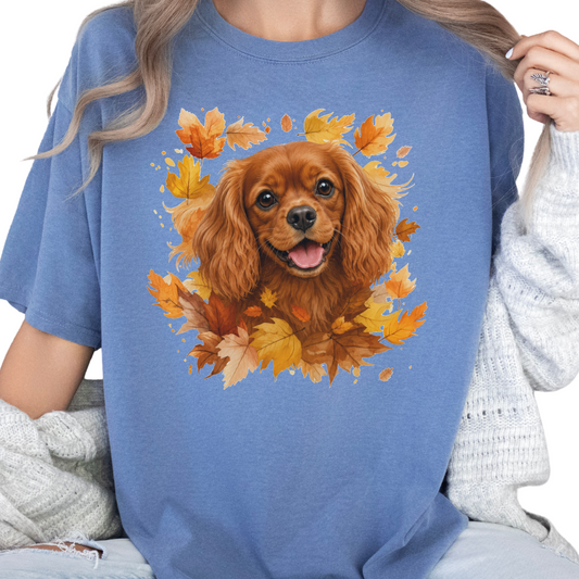 Ruby Cavalier Fall Shirt, Autumn Dog Mom Comfort Colors Tee