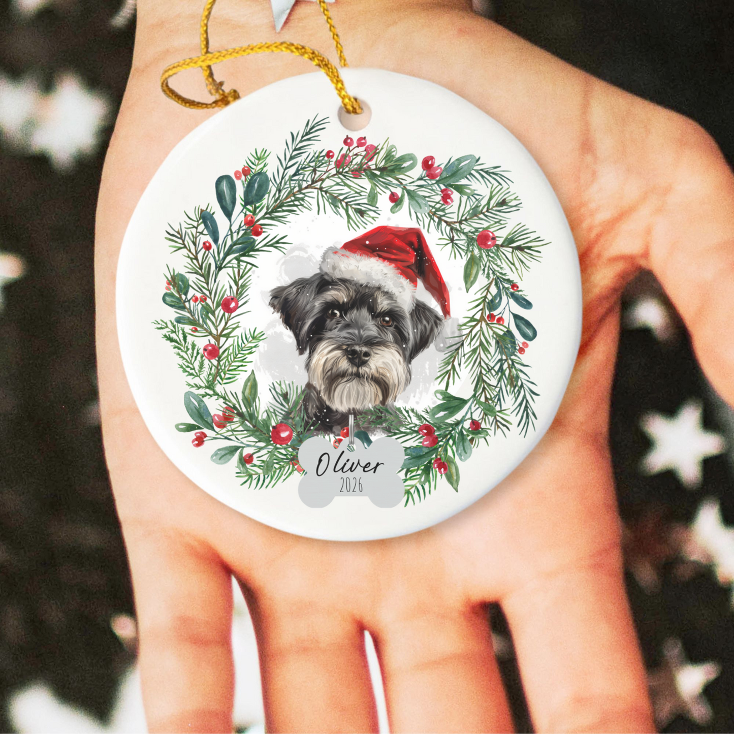 Personalized Schnauzer Christmas Ornament