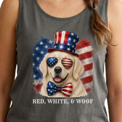 Patriotic English Cream Golden Retriever Tank Top