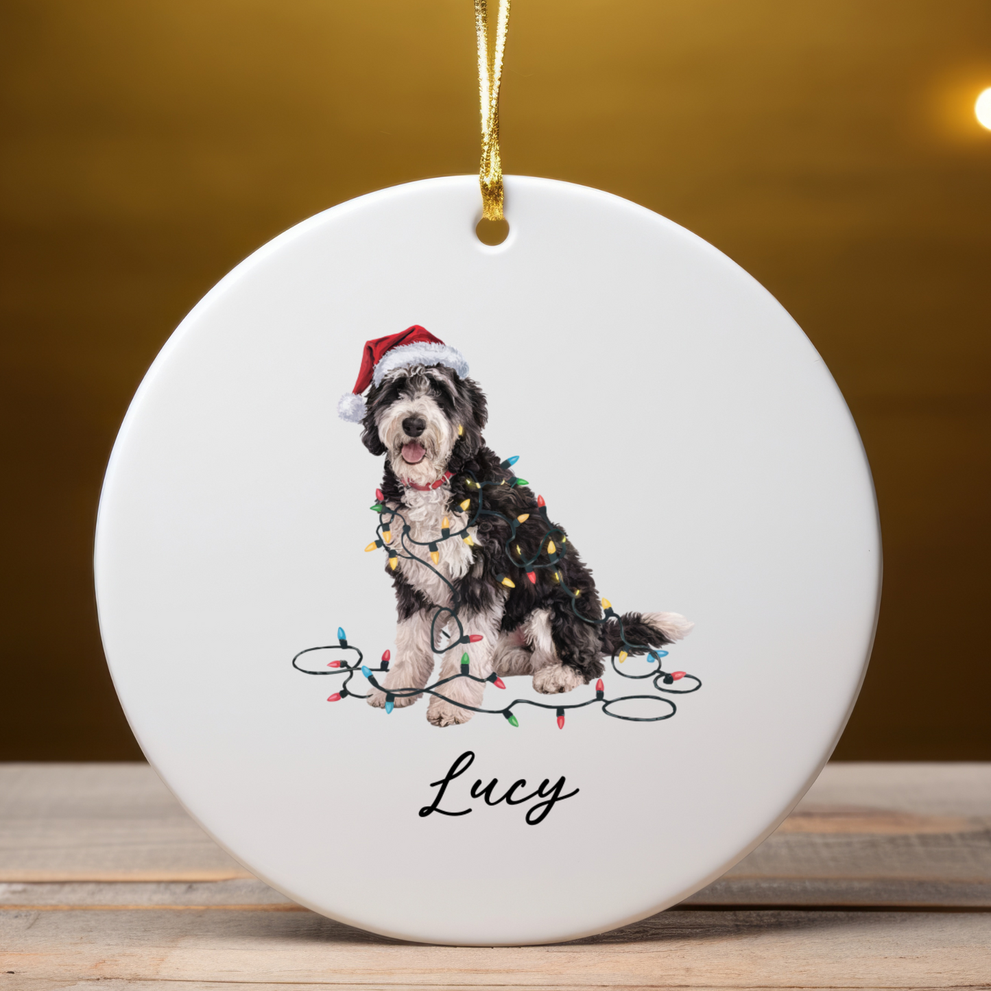 Personalized Labradoodle Ornament Custom Dog Keepsake Ceramic Holiday Decoration Pet Gift