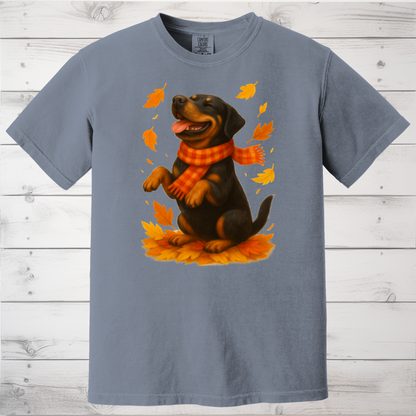 Rottweiler Autumn Shirt, Cozy Fall Dog Sweatshirt, Cute Black Dog Lover Gift, Seasonal Apparel Pullover, Autumn Dog Outfit