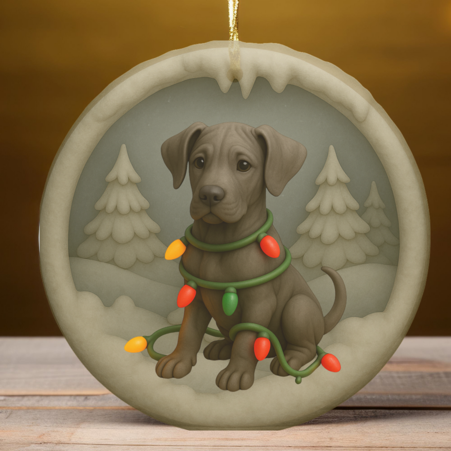 Personalized Great Dane Christmas Ornament • 3D Clay-Style Dog Keepsake with Lights