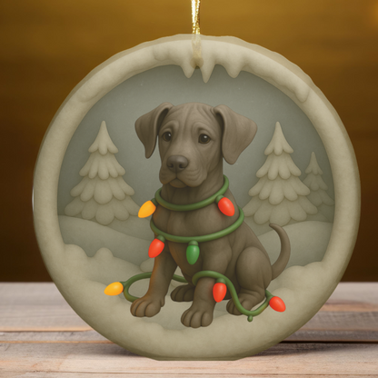 Personalized Great Dane Christmas Ornament • 3D Clay-Style Dog Keepsake with Lights