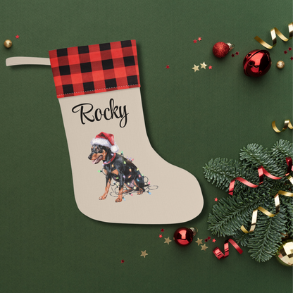 Personalized Miniature Pinscher Christmas Stocking, Holiday Decor Gift for Pet Lovers
