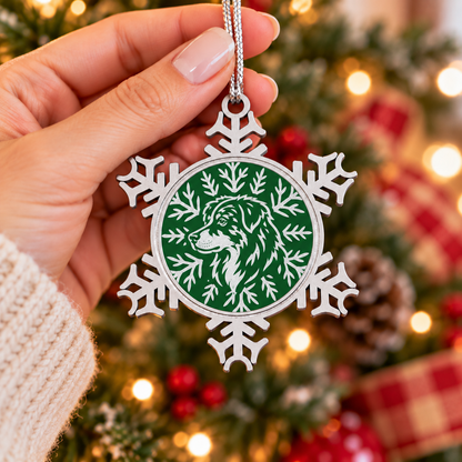 Australian Shepherd Ornament, Pewter Snowflake Christmas Ornament, Aussie Lover Gift