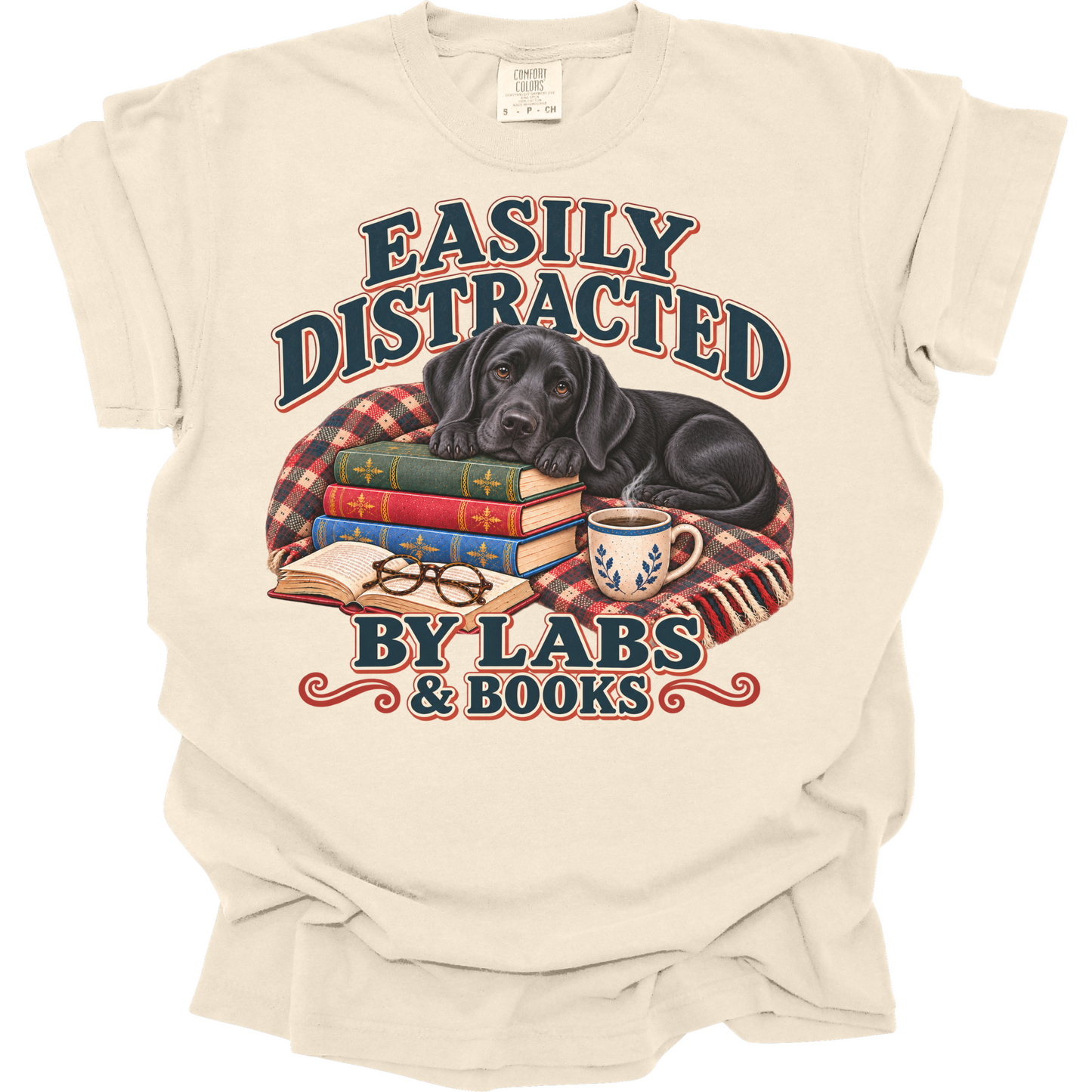 Black Lab Shirt, Easily Distracted by Labs and Books, Labrador Mom Book Lover Tee