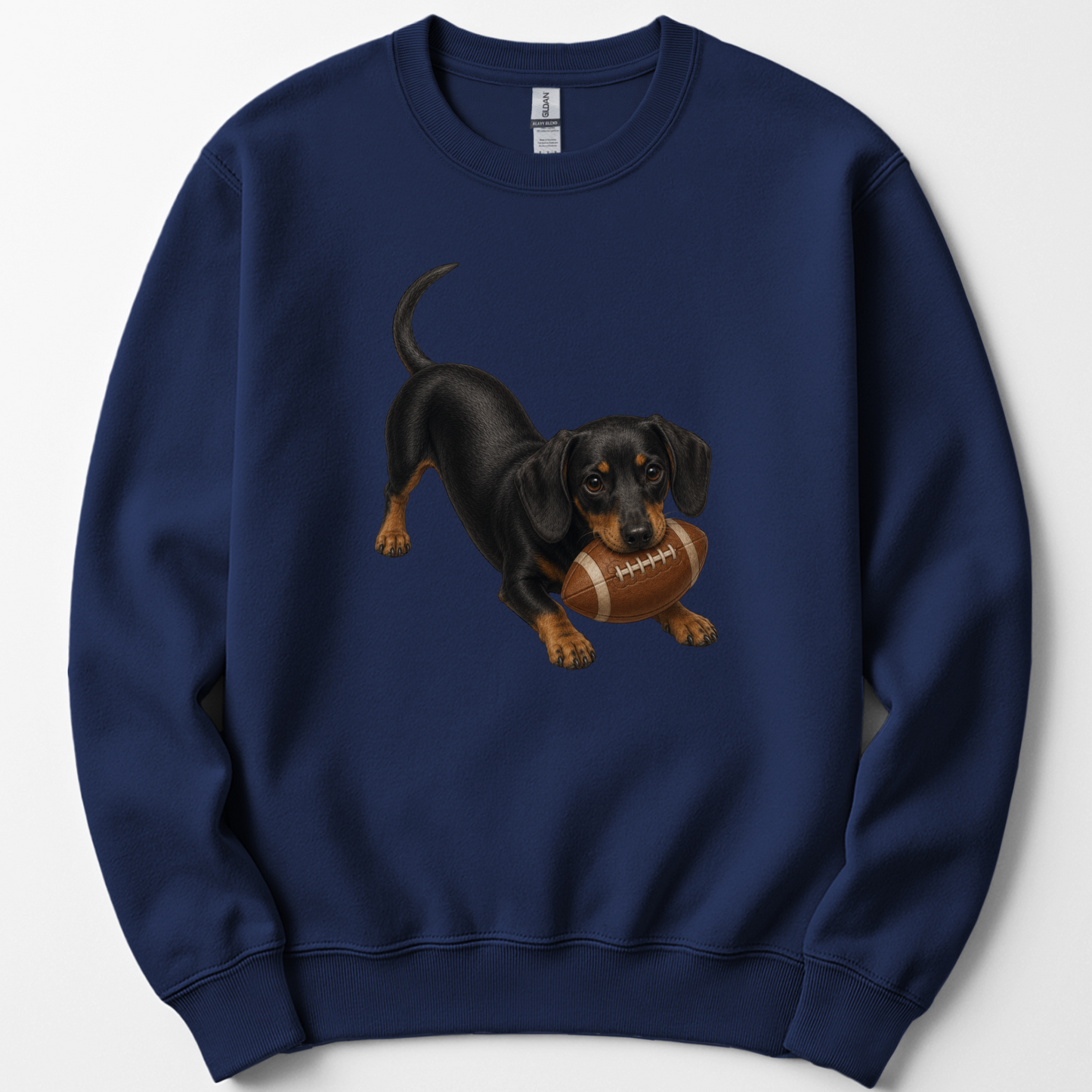 Black Tan Dachshund Football Sweatshirt Dog Lover Game Day Crewneck Gift Shirt