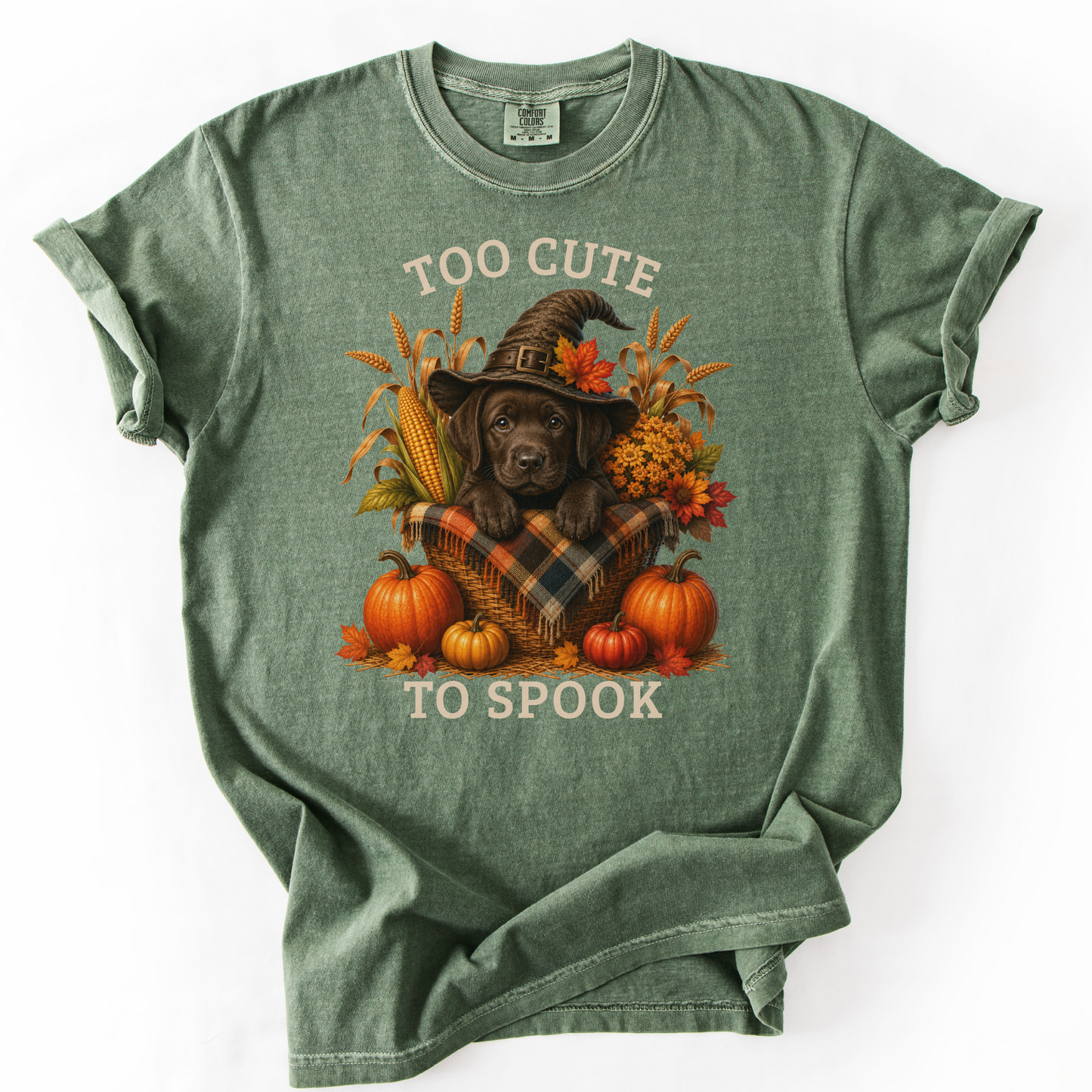 Chocolate Lab Halloween Shirt, Too Cute To Spook Fall Dog Lover Tee