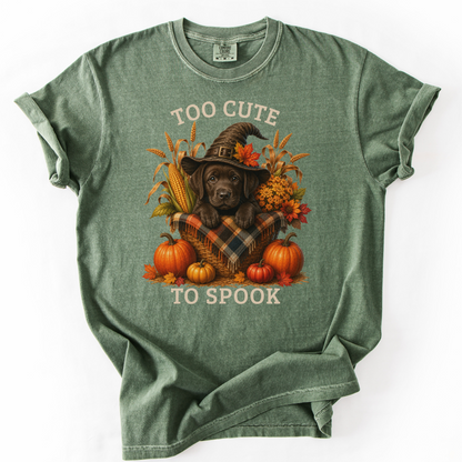 Chocolate Lab Halloween Shirt, Too Cute To Spook Fall Dog Lover Tee