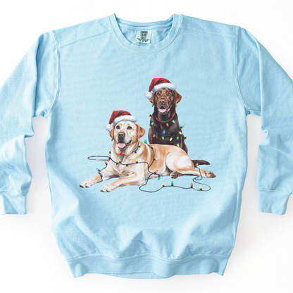 Chocolate and Yellow Lab Christmas Lights Sweatshirt