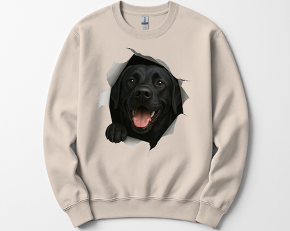 Peeking Black Lab Sweatshirt – Cute Dog Lover Gift, Funny Labrador Crewneck for Pet Owners, Black Lab Mom & Dad Shirt