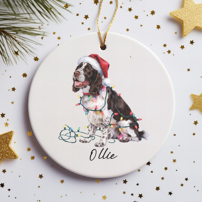 Personalized Brown Springer Spaniel Ornament, Christmas Dog Ornament