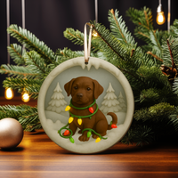 Load image into Gallery viewer, Chocolate Lab Christmas Ornament, Personalized
