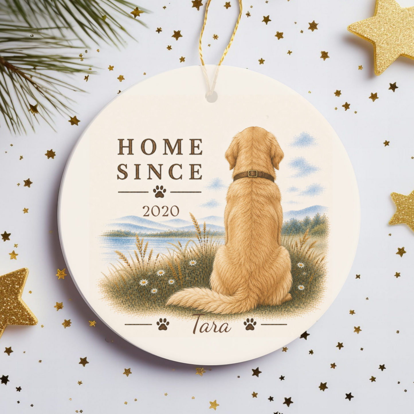 Personalized Golden Retriever Ornament, Double Sided Gotcha Day Gift, Custom Dog Keepsake