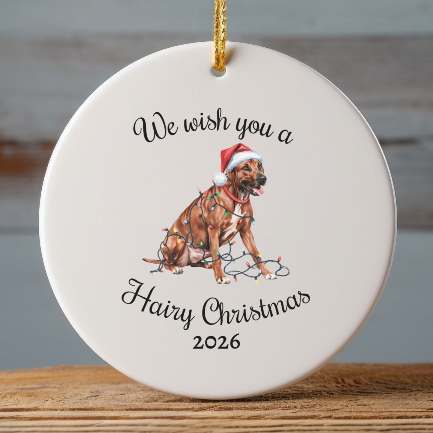 Christmas Rhodesian Ridgeback Ornament, Christmas Lights Dog Keepsake