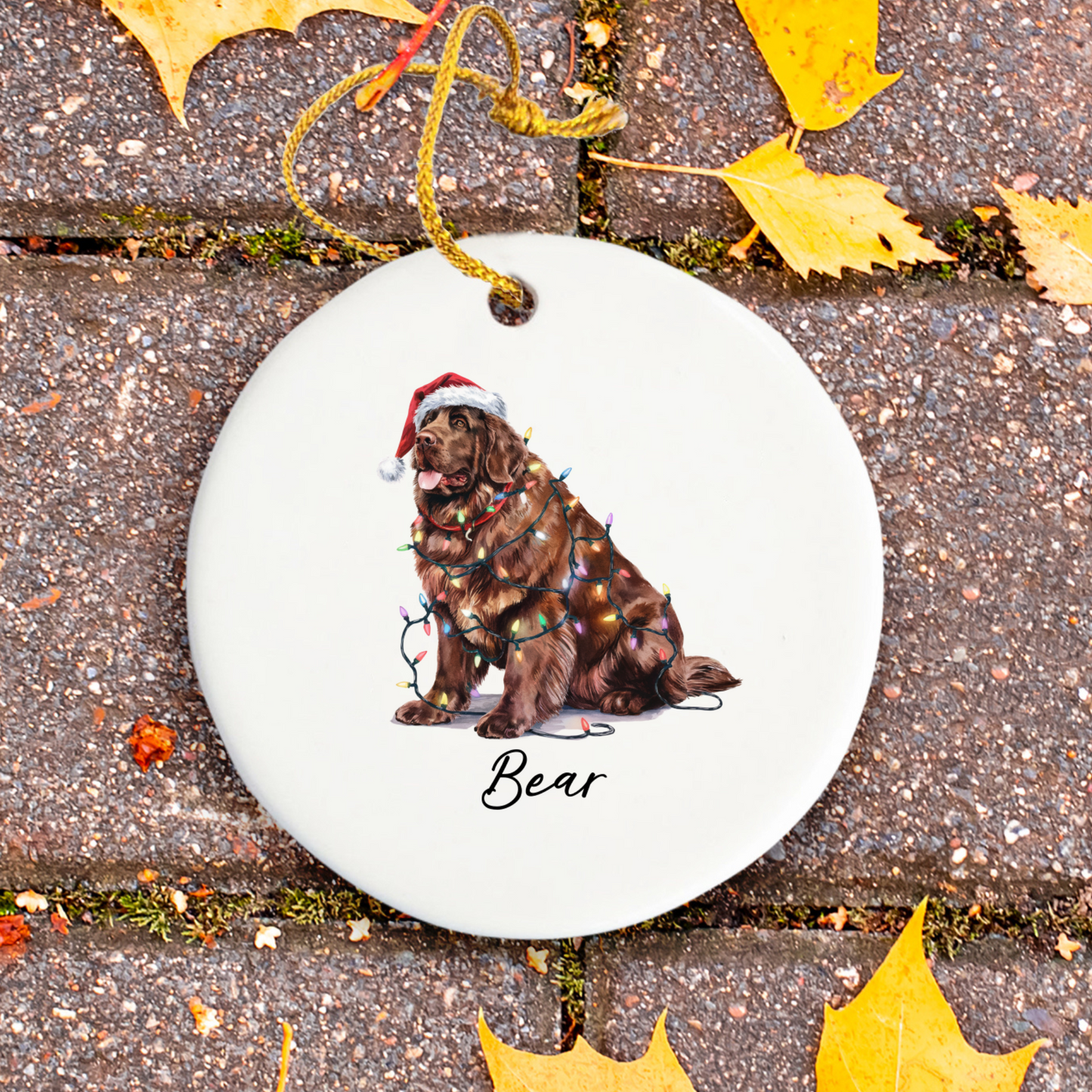 Brown Newfoundland Ornament, Custom Dog Keepsake