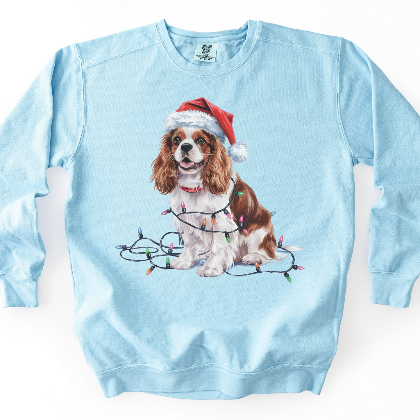 Blenheim Cavalier King Charles Spaniel Christmas Lights Sweatshirt