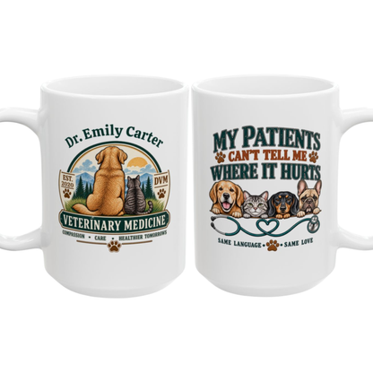 Personalized Veterinarian Mug, Vet Doctor Gift, Custom Veterinary Medicine Coffee Cup