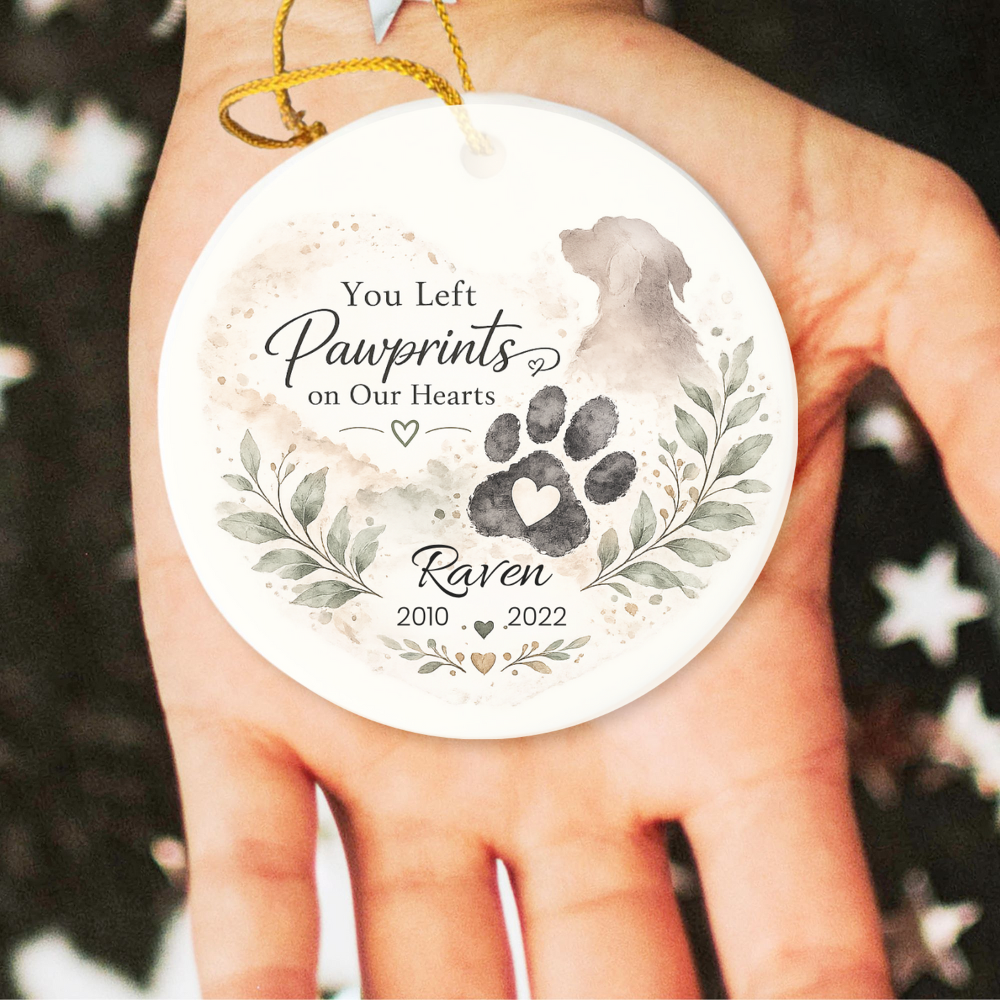 Personalized Pet Memorial Ornament, Custom Dog Loss Christmas Keepsake Gift