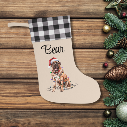 Personalized Mastiff Christmas Stocking, Holiday Decor Gift for Pet Lovers