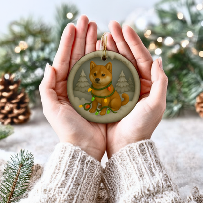 Personalized Red Shiba Inu Christmas 3D Clay-Style Dog Keepsake