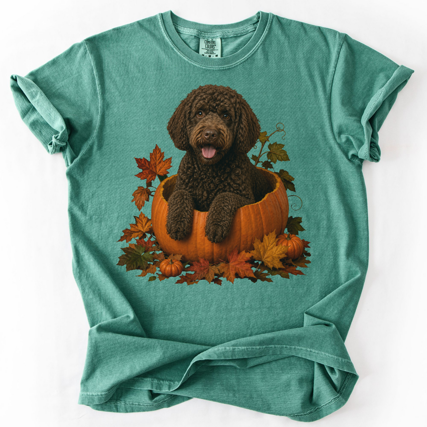 Brown Portuguese Water Dog Pumpkin Shirt Fall Dog Lover Comfort Colors Autumn Tee Gift