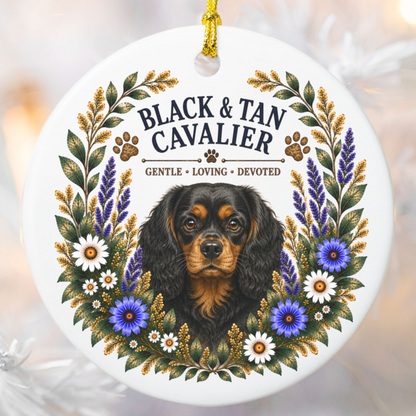 Black and Tan Cavalier Ornament, Cavalier King Charles Spaniel Gift, Dog Lover Keepsake