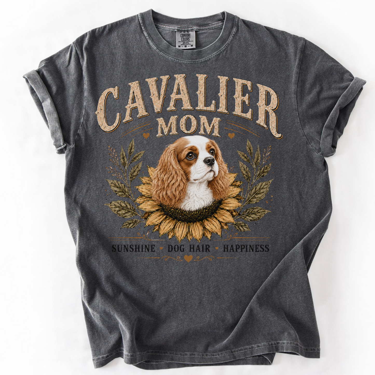 Blenheim Cavalier Mom Shirt, Cavalier King Charles Spaniel Tee, Sunflower Dog Lover Gift