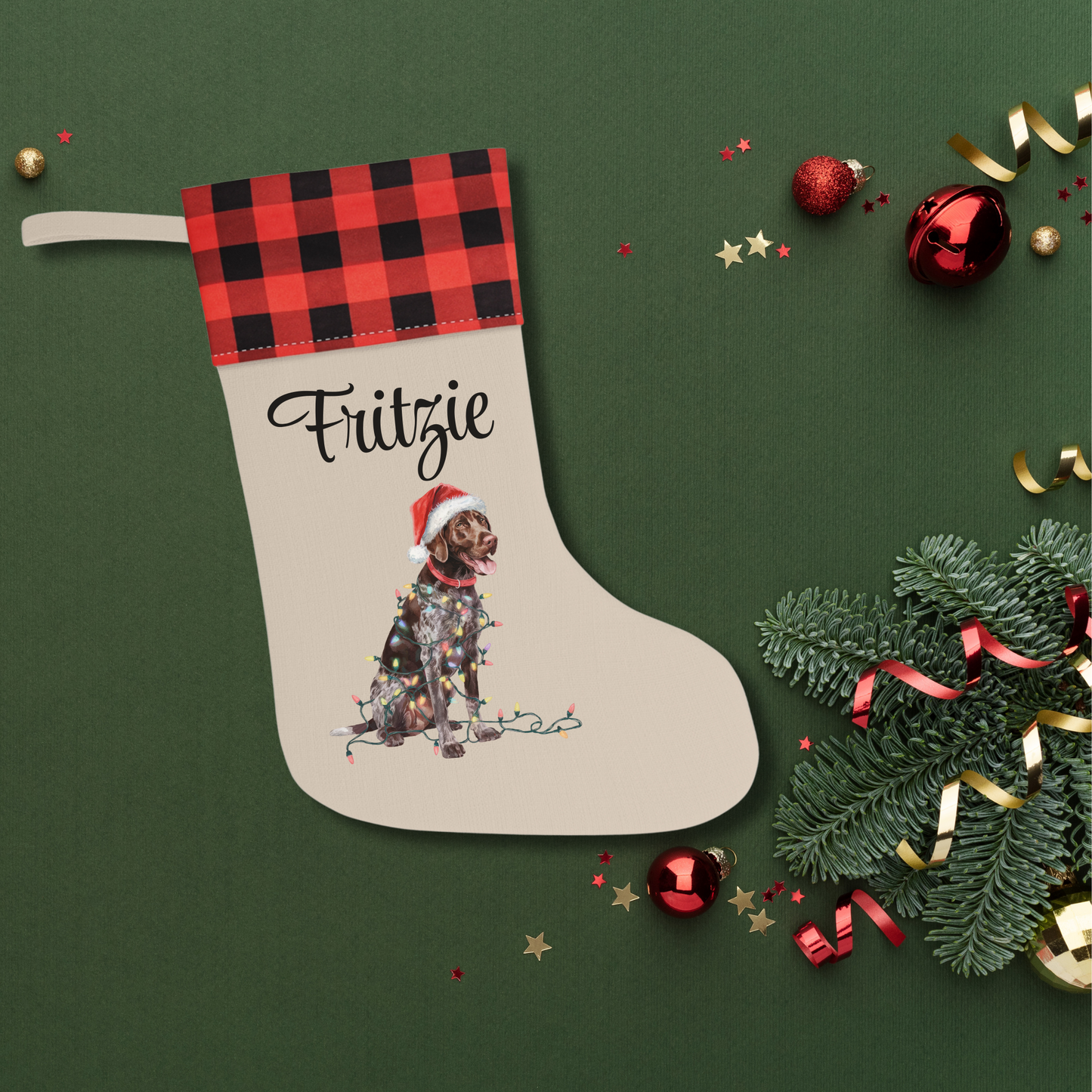 Personalized German Shorthaired Pointer Christmas Stocking, Holiday Decor Gift for Pet Lovers