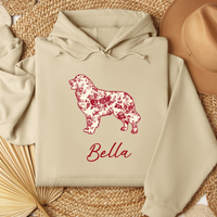 Load image into Gallery viewer, Custom Dog Breed T-Shirt with Name, Personalized Pet Lover Gift, Red Floral Toile Silhouette Dog Tee, Dog Mom Shirt
