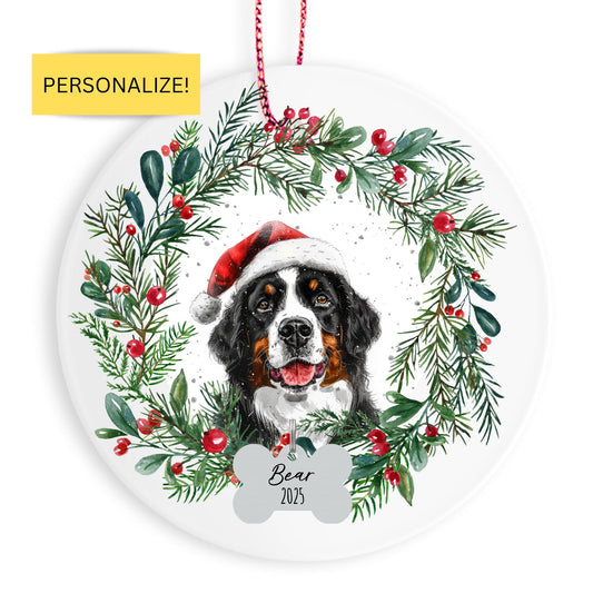 Personalized Bernese Mountain Dog Christmas Ornament