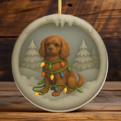 Personalized Ruby Cavalier King Charles Spaniel Christmas 3D Clay-Style Ornament