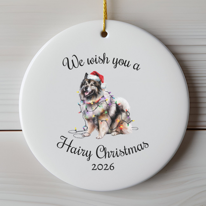 Christmas Keeshond Ornament, Christmas Lights Dog Keepsake