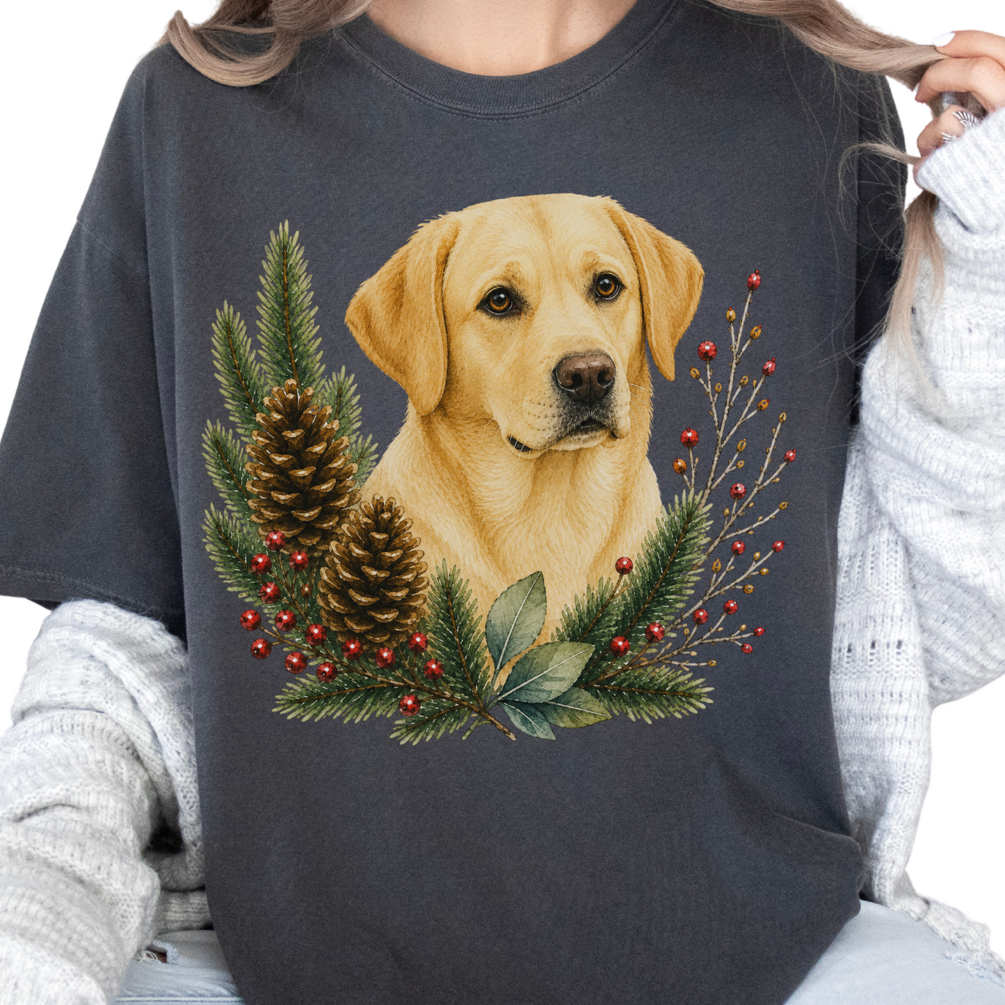 Yellow Lab Christmas Shirt, Labrador Retriever Dog Mom Tee, Holiday Lab Lover Gift