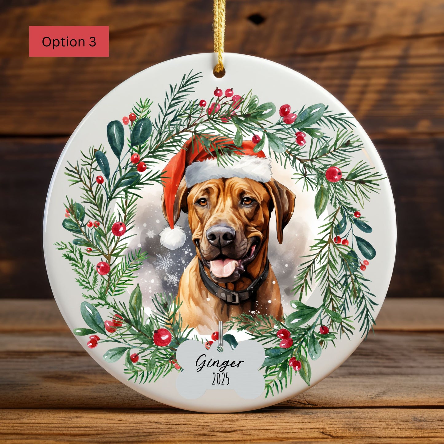 Personalized Rhodesian Ridgeback Christmas Ornament