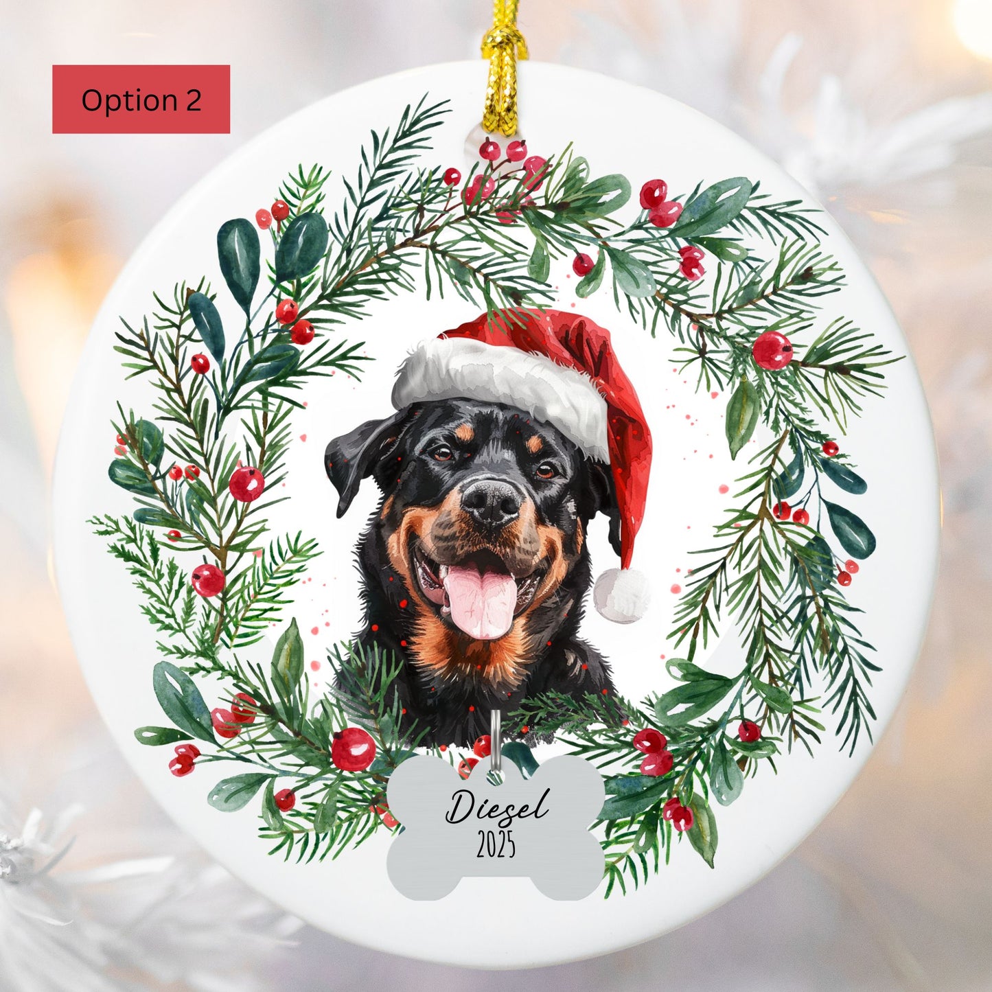 Personalized Rottweiler Christmas Ornament