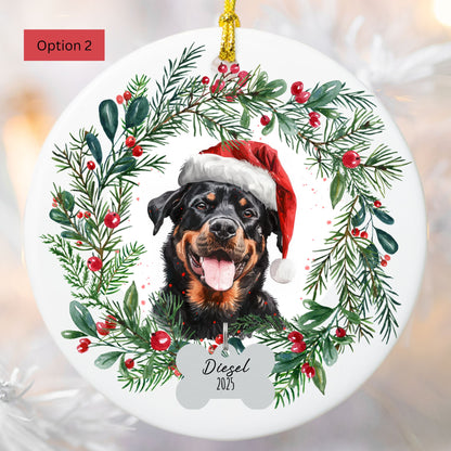 Personalized Rottweiler Christmas Ornament