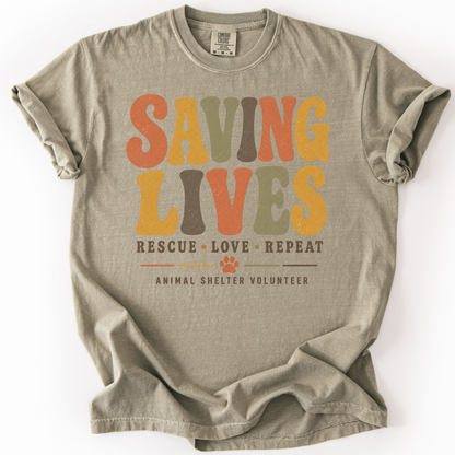 Saving Lives Animal Shelter Volunteer Shirt