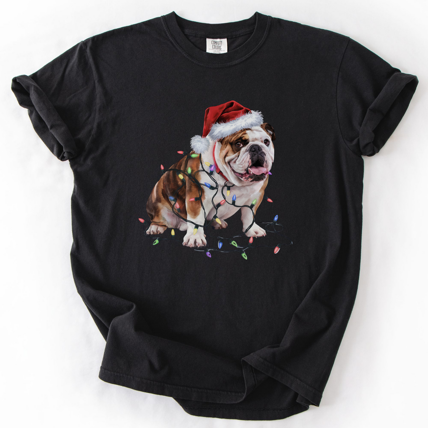 Christmas Bulldog Shirt, Christmas Lights Dog Tee, Christmas Dog Tee, Bulldog Mom Tshirt, Gift for Dog Lover, Bulldog