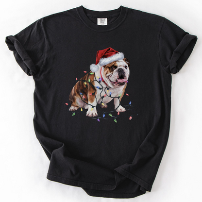 Christmas Bulldog Shirt, Christmas Lights Dog Tee, Christmas Dog Tee, Bulldog Mom Tshirt, Gift for Dog Lover, Bulldog