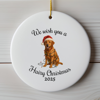 Load image into Gallery viewer, Fox Red Labrador Retriever Ornament 2025, We Wish You a Hairy Christmas Ornament, Funny Dog Lover Gift, Personalized Pet Keepsake
