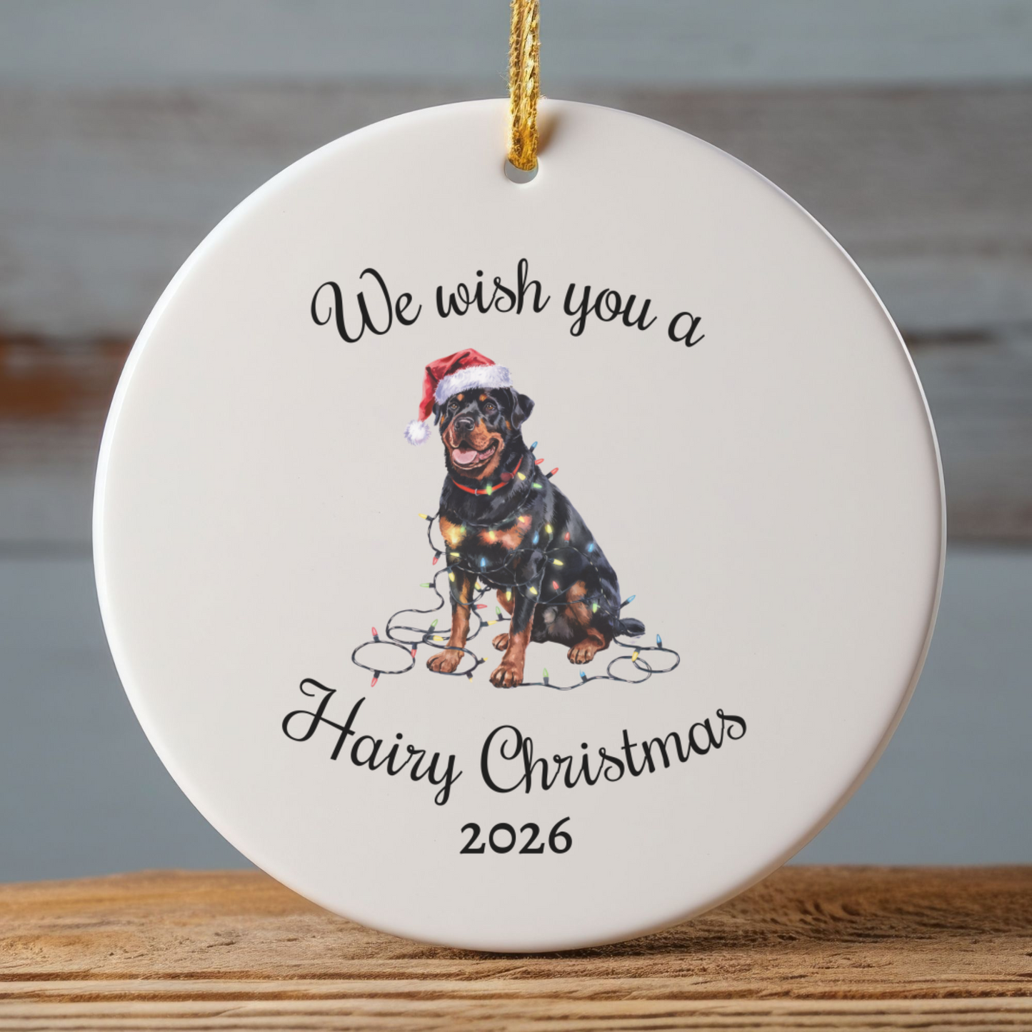 Christmas Rottweiler Ornament, Christmas Lights Dog Keepsake