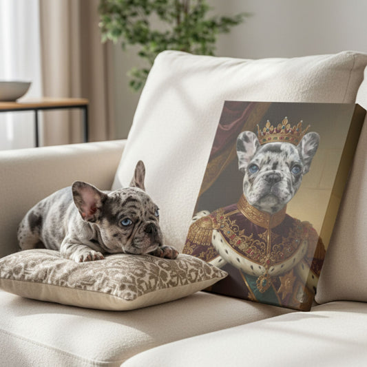 Personalized Royal King Dog Portrait – Custom Renaissance Pet Art Canvas
