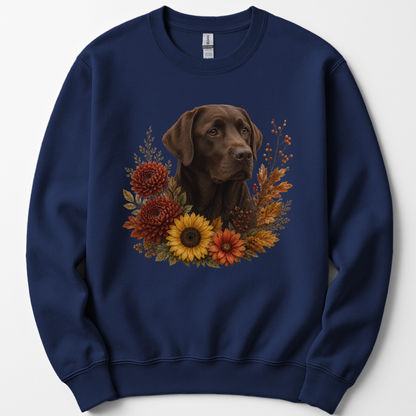 Chocolate Labrador Autumn Floral Sweatshirt